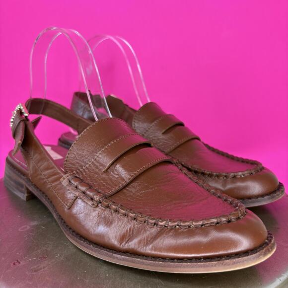 Dolce Vita Hardi Brown Faux Leather Slingback Penny Loafer Sz 9.5 - Picture 1 of 8